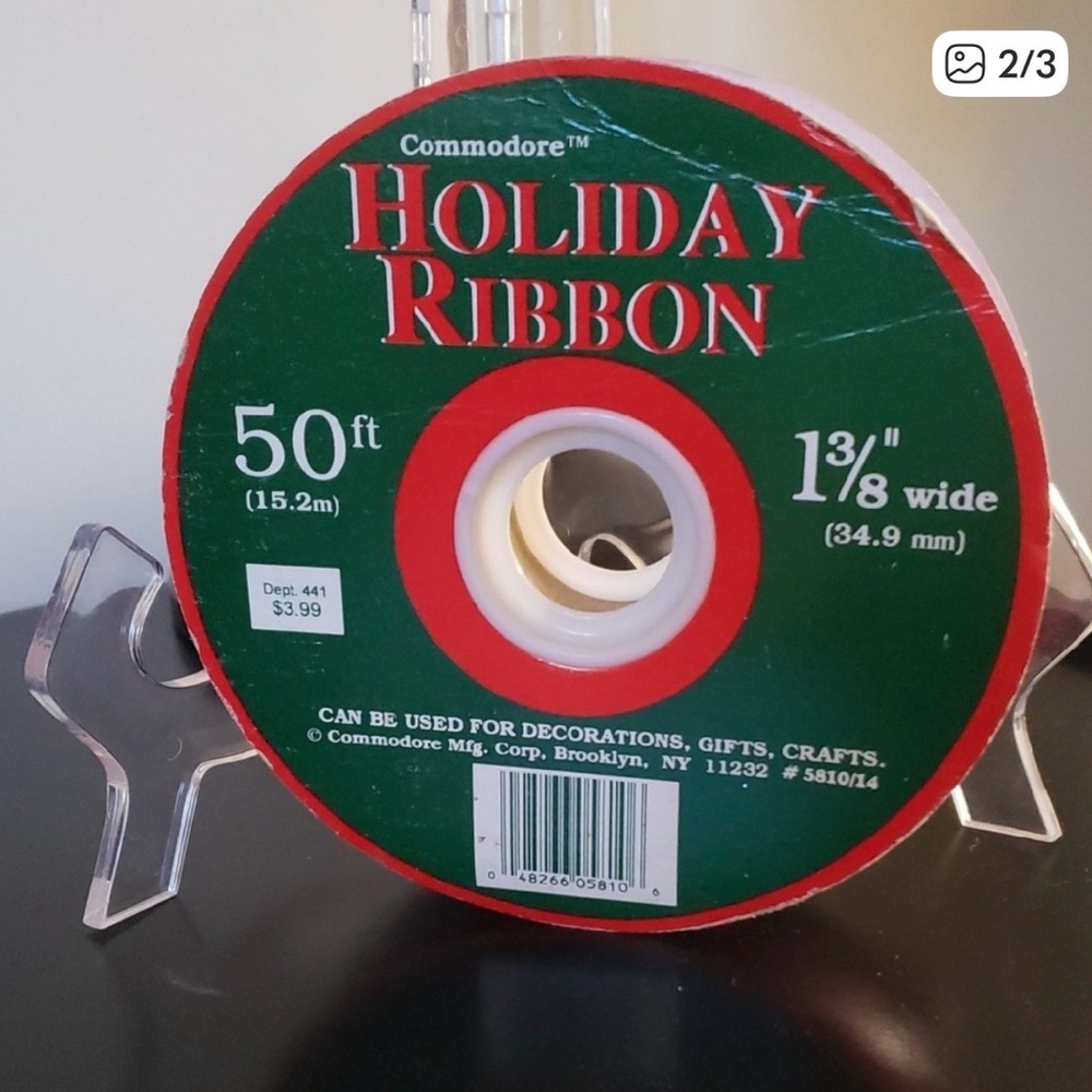 Red Velveteen Floral Craft Ribbon 50 ft  NWT